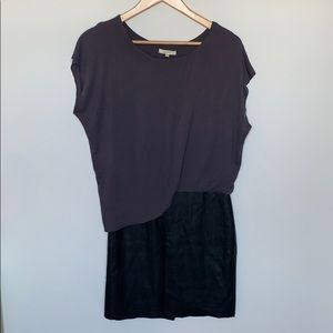 StitchFix Gray and Black Faux Leather Dress